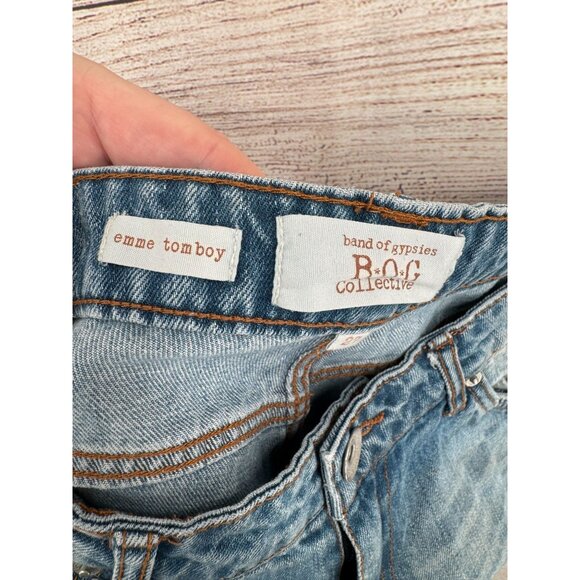 Band of Gypsies emme tomboy Distressed Jeans Women's Size‎ 27 Blue Medium Wash - Picture 8 of 14